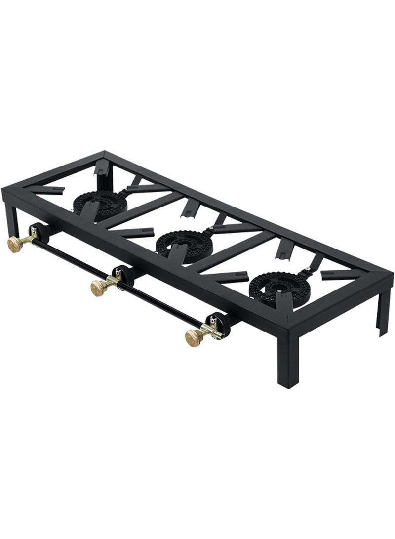 DubaiGallery Industrial 3 Burner Gas Stove Tabletop Cast Iron Cooking Station Strong and reliable cooking solution for bulk meal preparation. Even heat distribution, durable metal frame, energy efficient burners, easy maintenance, and ideal for restaurants. - Image 1